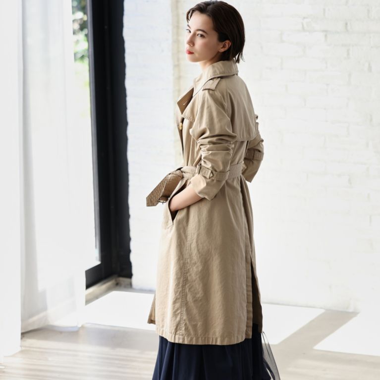 ＜三陽商会＞【サンヨー コート ウィメン(SANYO COAT WOMEN)】＜100年コート＞エイジドクラシックダブルトレンチコート ベージュ 送料無料！画像