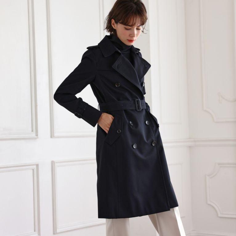 【SANYOCOAT WOMEN】 ＜100年コート＞ダブルトレンチコート ネイビー