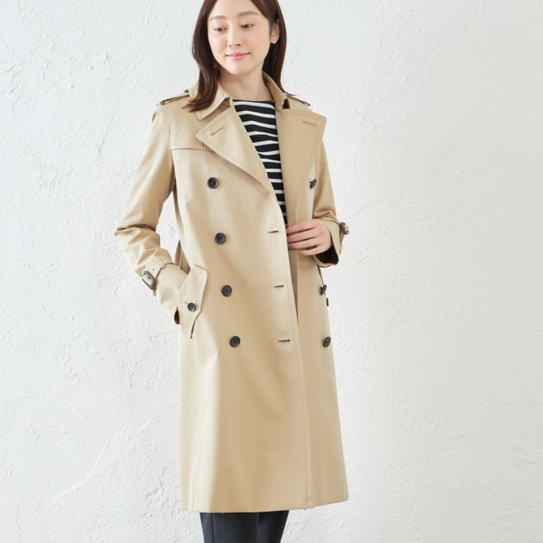 安心の日本製 SANYO COAT ベルト付き ダブルロング 高級トレンチ