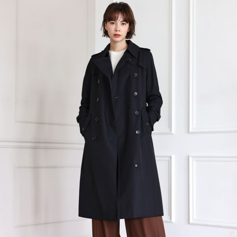 【SANYOCOAT WOMEN】 ＜100年コート＞ダブルトレンチロングコート ネイビー