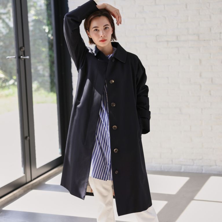 【SANYOCOAT WOMEN】 ＜100年コート＞クラシックバルマカーンコート（三陽格子） ネイビー