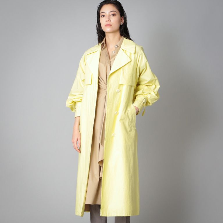 【SANYOCOAT WOMEN】 ボタニカルダイ ベルテッドコート イエロー