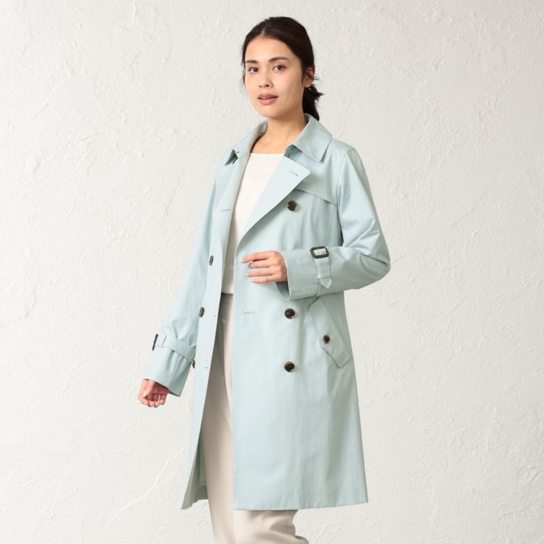 ＜三陽商会＞【サンヨー コート ウィメン(SANYO COAT WOMEN)】＜Spring Coat＞ベンタイルOXダブルトレンチコート ブルー 送料無料！