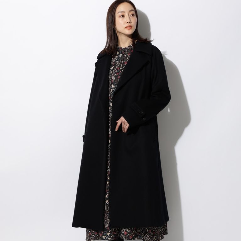 【SANYOCOAT WOMEN】 ＜Rain Wool ＞ダブルブレステッドコート ブラック