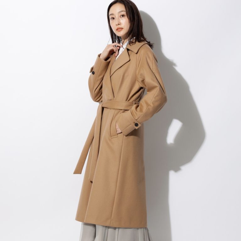 【SANYOCOAT WOMEN】 ＜Rain Wool ＞ダブルブレステッドコート ベージュ