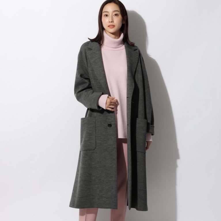 【SANYOCOAT WOMEN】 【ユニセックス】TPSウールジャージー チェスターコート チャコールグレー