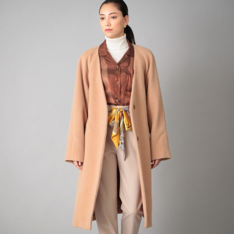 【SANYOCOAT WOMEN】 カラーレス ベルテッドコート オレンジ