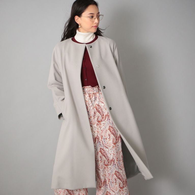 【SANYOCOAT WOMEN】 ＜Rain Wool＞カシミヤ混カラーレスコート グレー