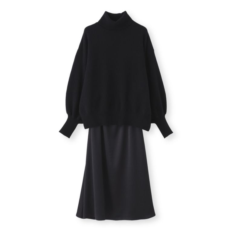 【S.ESSENTIALS】 【神山まりあさんコラボ】オールインワン ニットワンピース ブラック