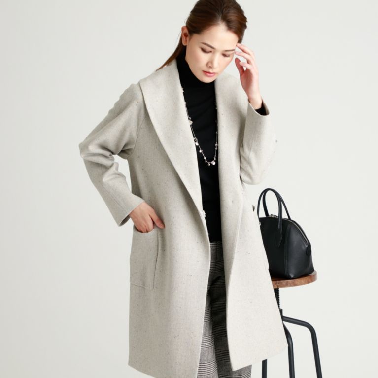 【Paul Stuart WOMEN】 カラーネップツイード コート ライトグレー