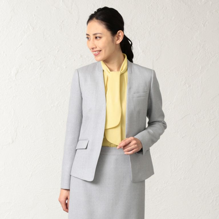 【Paul Stuart WOMEN】 【ファーストジャケット】 ライトダブルウール２ Vカラージャケット グレー