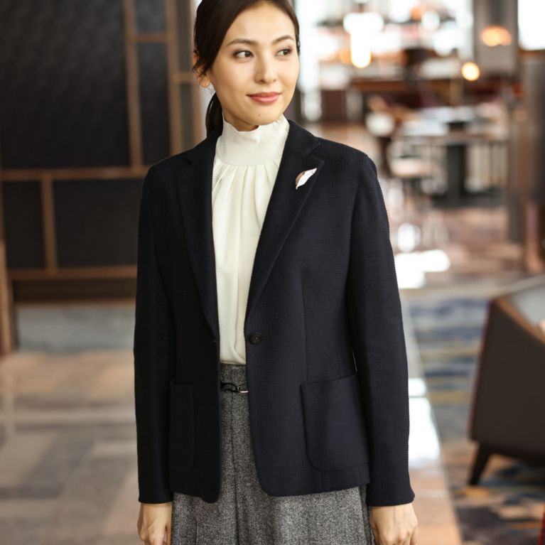 【Paul Stuart WOMEN】 コンフィジャカード ジャケット ネイビー