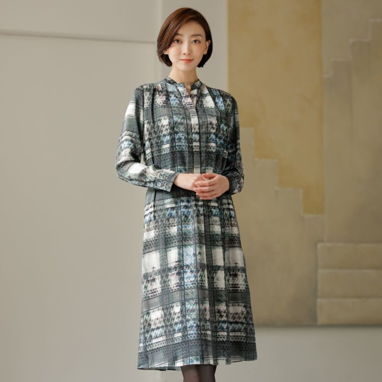 モダンチェックプリント ワンピース ウォッシャブル ワンピース Paul Stuart Women ポール スチュアート ウィメン のレディースファッション通販 三陽商会