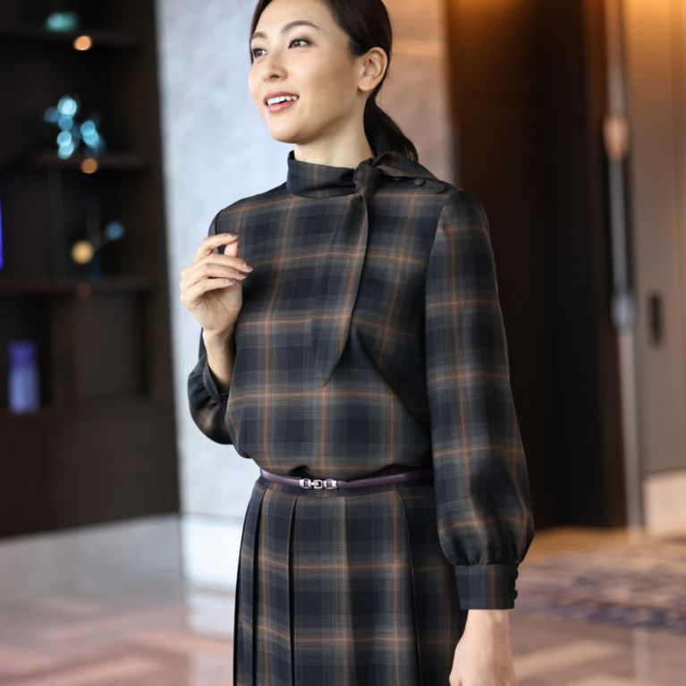 【Paul Stuart WOMEN】 ドライタッチビエラ ブラウス【ウォッシャブル】 ブラック