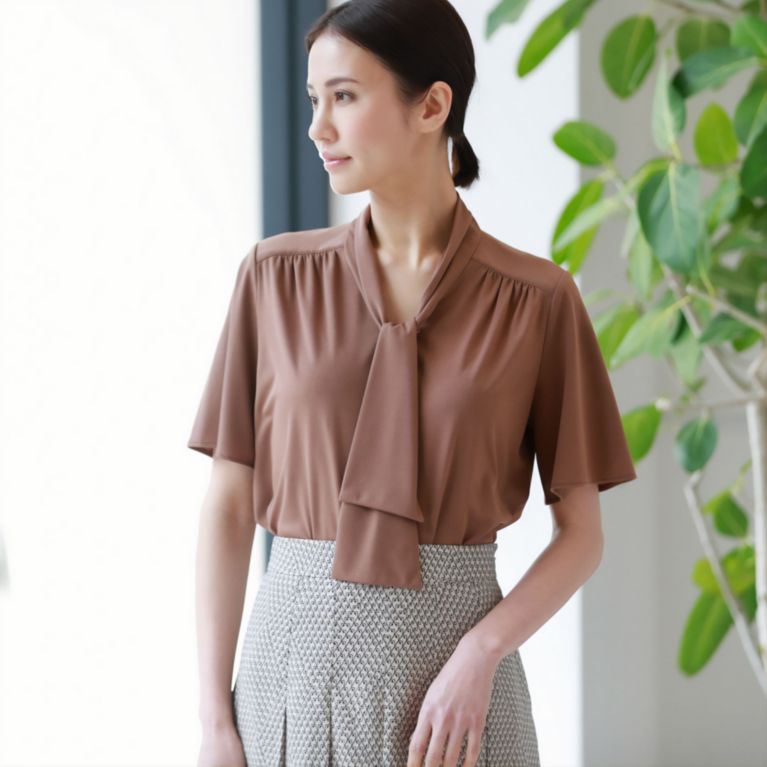 【Paul Stuart WOMEN】 マイルドドライスムース プルオーバー【ウォッシャブル】 モカ