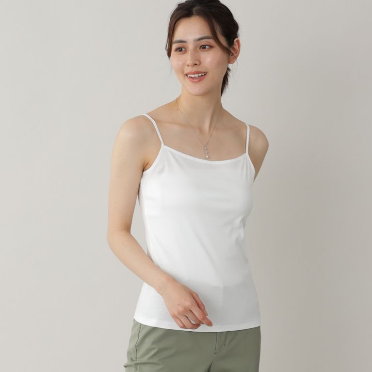 【Paul Stuart WOMEN】 スムースコットン キャミソール【ウォッシャブル】 ホワイト