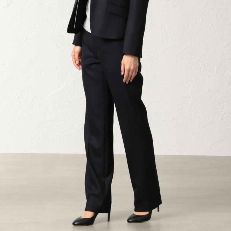 【Paul Stuart WOMEN】 【ファーストシリーズ】【ウォッシャブル】ライトダブルウール２ パンツ ネイビー