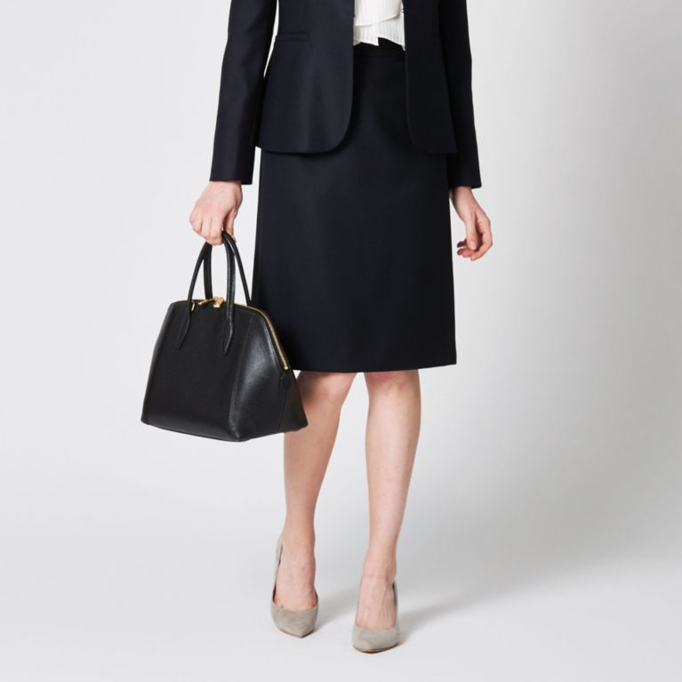 【Paul Stuart WOMEN】 ドビーダイヤパー スカート ネイビー