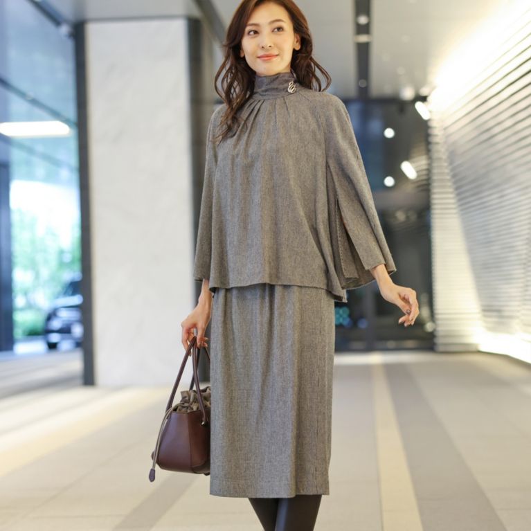 【Paul Stuart WOMEN】 スムージーウール スカート ブラック