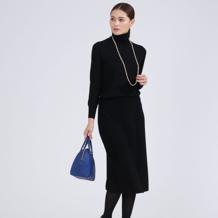 【Paul Stuart WOMEN】 ウォッシャブルウール ニットスカート【ウォッシャブル】 ブラック