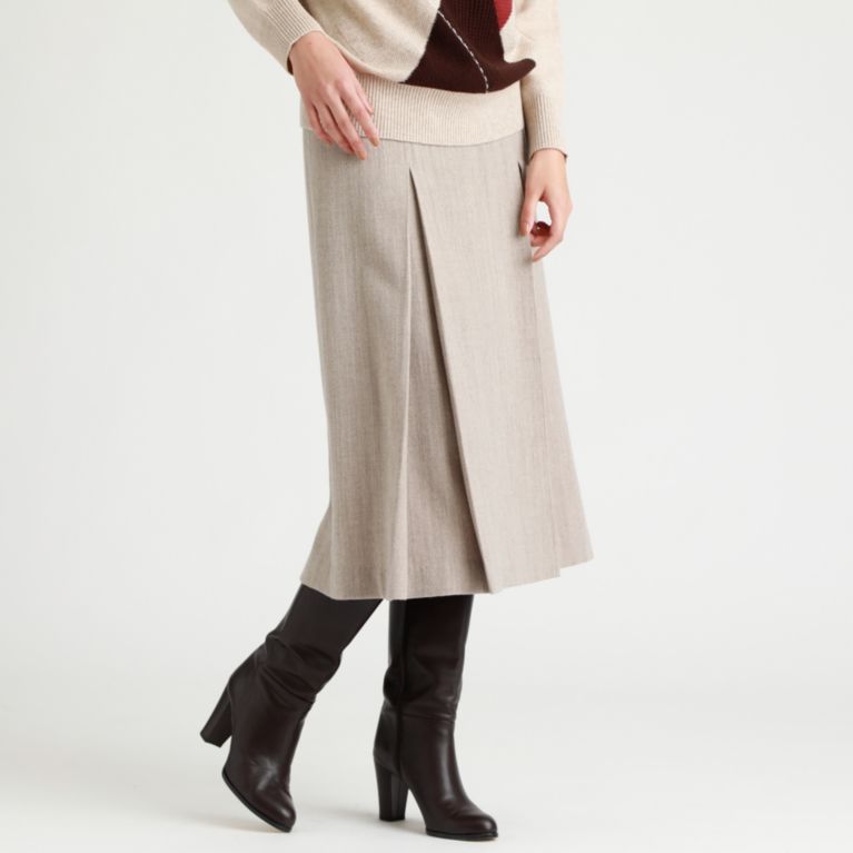 【Paul Stuart WOMEN】 ストレッチフラノ ボックスプリーツスカート ベージュ