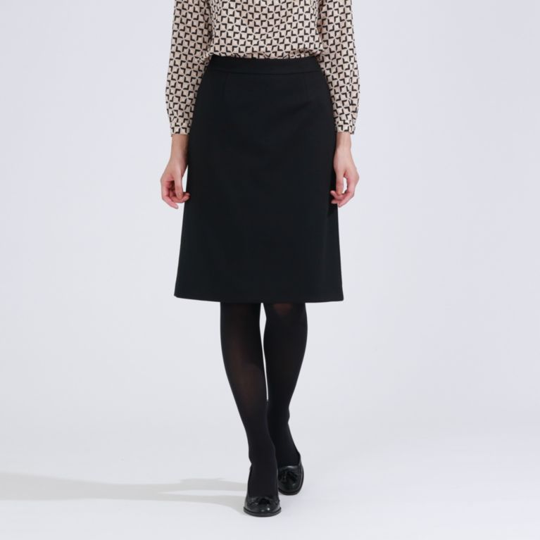 【Paul Stuart WOMEN】 【WEB限定】ウォッシャブルツイルジャージ スカート【ウォッシャブル】 ブラック