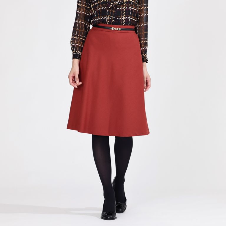 【Paul Stuart WOMEN】 ストレッチサキソニー スカート レッド