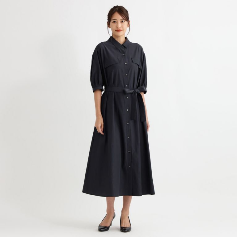 【TRANS WORK】 【ウォッシャブル】ソアコティシャツワンピース ネイビー