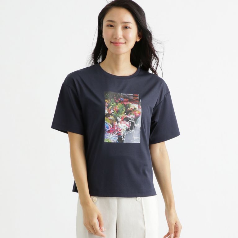 【TRANS WORK】 【ウォッシャブル】35th Anniversary オーガニックコットンTシャツ ネイビー