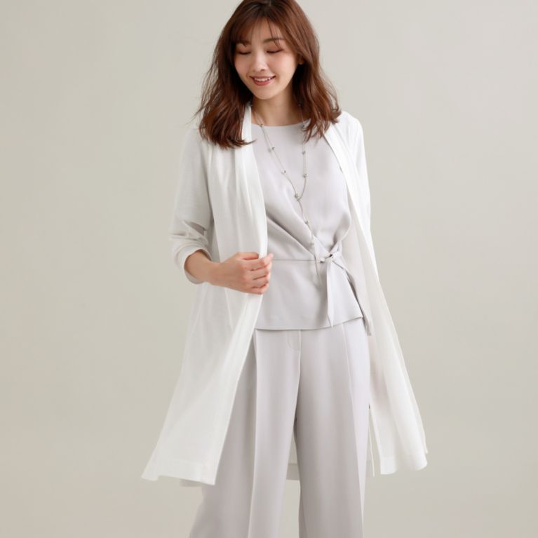 【TRANS WORK】 【UV対策】【抗菌消臭】【接触冷感】【ウォッシャブル】アクアレジェンドロングカーディガン オフホワイト