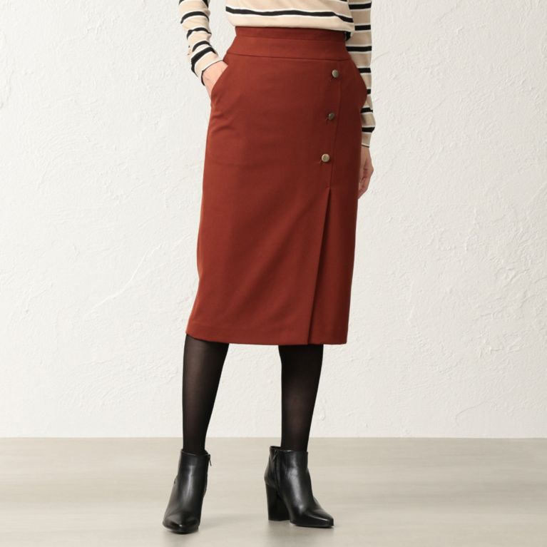 【TRANS WORK】 【美Skirt】【ウォッシャブル】チェルビックタイトスカート モカ