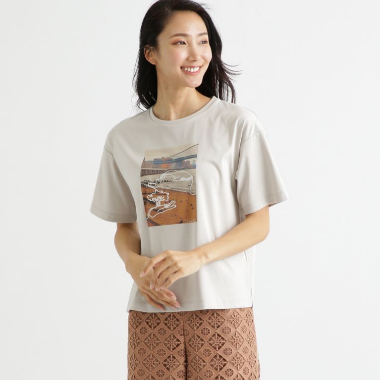 【TRANS WORK】 【L】【ウォッシャブル】35th Anniversary オーガニックコットンTシャツ ベージュ