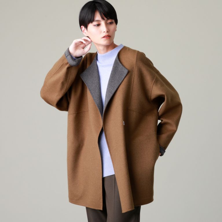 【EVEX by KRIZIA】 ＊Wings掲載＊ウールリバーコート カーキ