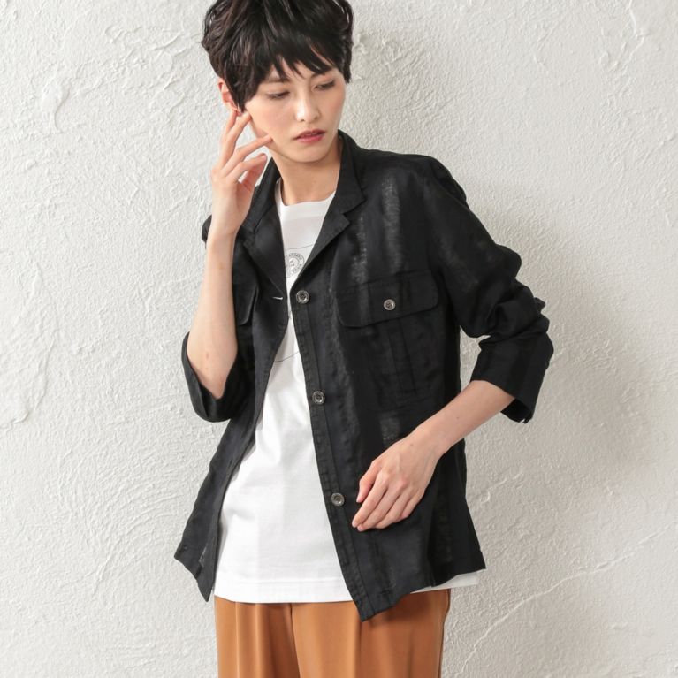【EVEX by KRIZIA】 【ウォッシャブル】シャドーストライプジャケット ブラック