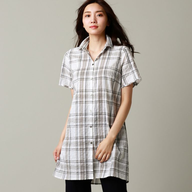 【EVEX by KRIZIA】 【ウォッシャブル】Deveauxチェックロングシャツ オフホワイト