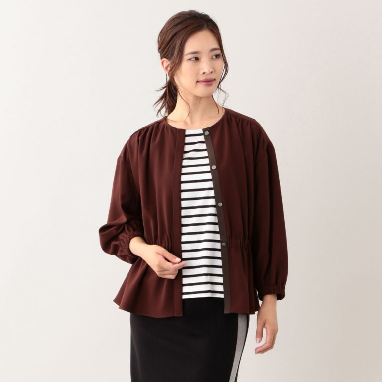 【EVEX by KRIZIA】 【店舗限定】【ウォッシャブル】ダブルクロスブラウス ブラウン