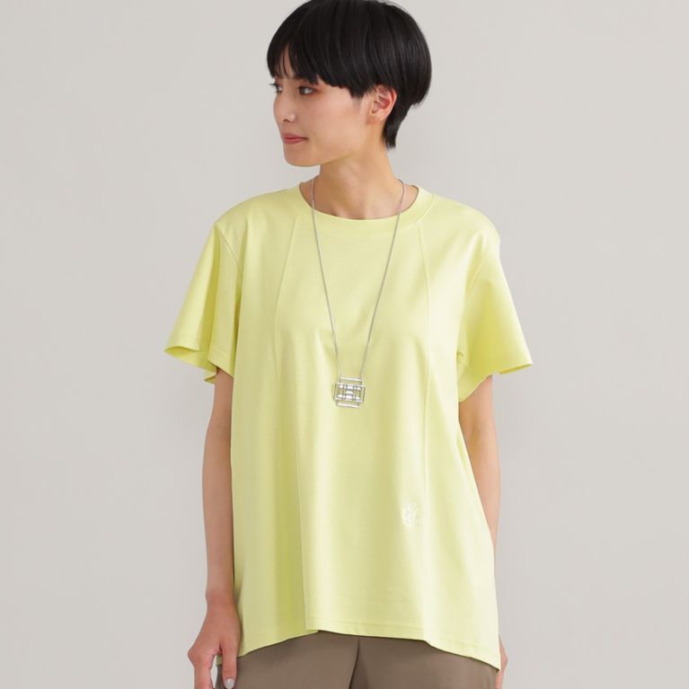 【EVEX by KRIZIA】 【ウォッシャブル】【接触冷感】シルキーコットンジャージカットソー イエロー