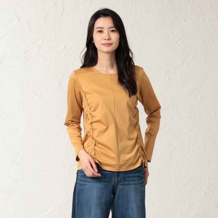 【EVEX by KRIZIA】 【ウォッシャブル】シャーリングカットソー イエロー