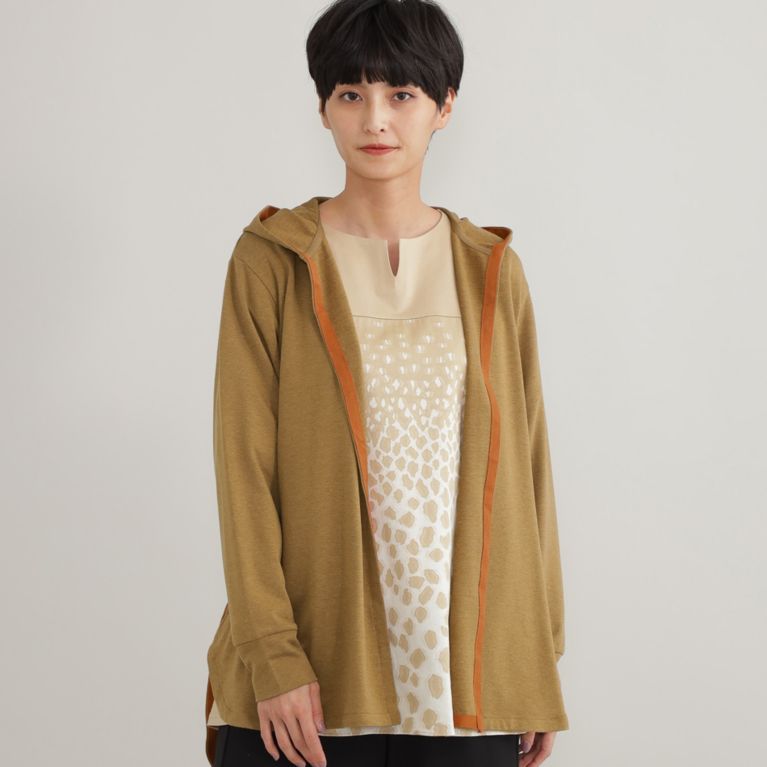 【EVEX by KRIZIA】 【ウォッシャブル】ストレッチ裏毛パーカー キャメル