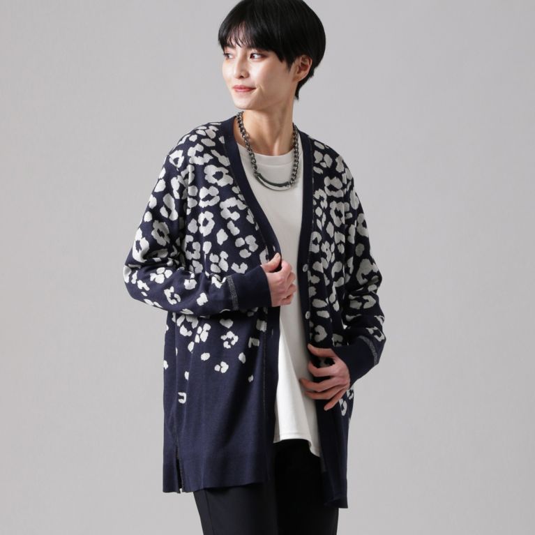 【EVEX by KRIZIA】 【ウォッシャブル】シャドーパンサーセーターマシーンカーディガン ネイビー