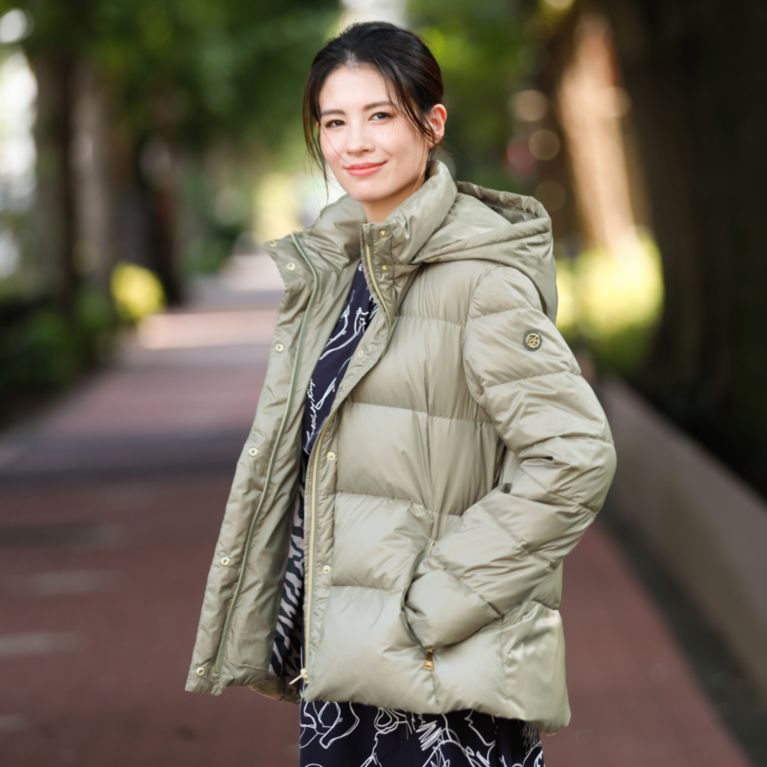 【EVEX by KRIZIA】 *Wings掲載【L】【ウォッシャブル】ECOグリーンダウンジャケット カーキ