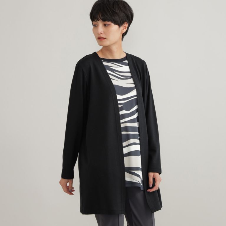 【EVEX by KRIZIA】 【L】【ウォッシャブル】ストレッチ裏毛カーディガン ブラック