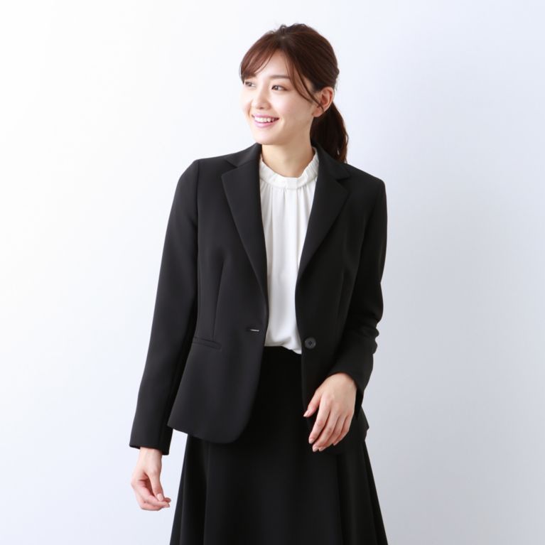 【AMACA】 【Sサイズ～】【LADY JACKET】トリアセテートストレッチ ジャケット ブラックネイビー