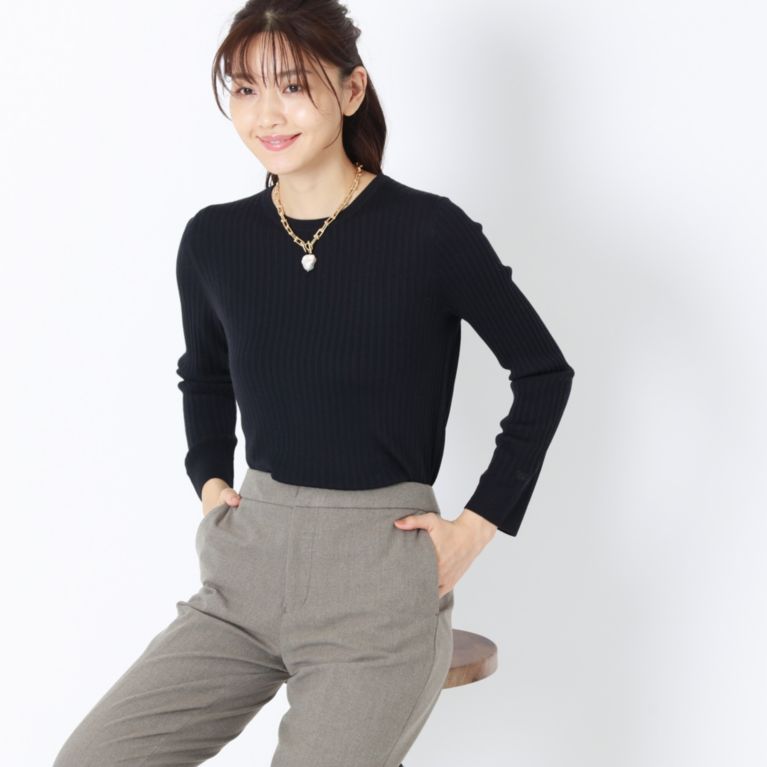 【AMACA】 MY BASIC KNITリブニット ブラックネイビー