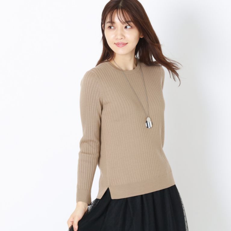 【AMACA】 MY BASIC KNITリブニット ベージュ