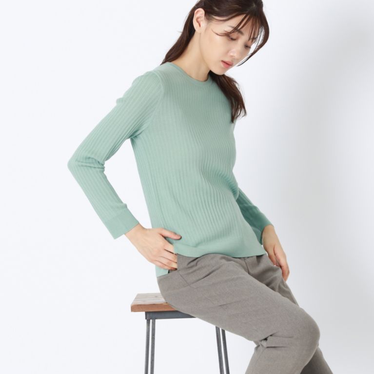 【AMACA】 MY BASIC KNITリブニット グリーン