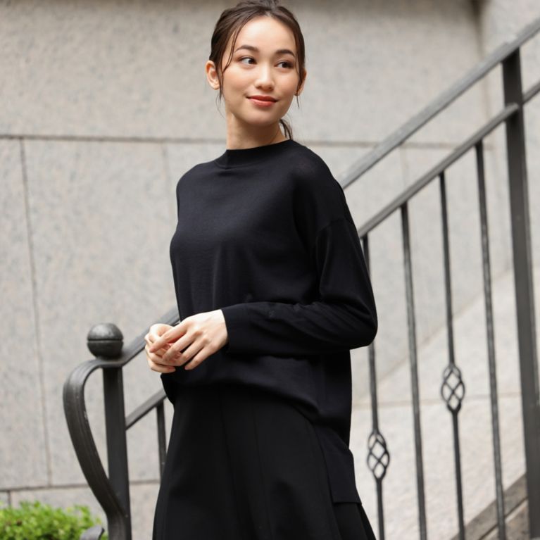【AMACA】 MY BASIC KNITプルオーバーニット ブラックネイビー