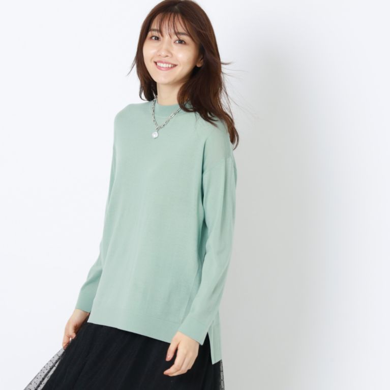 【AMACA】 MY BASIC KNITプルオーバーニット グリーン