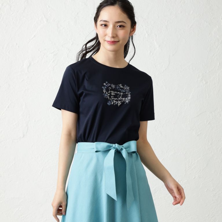 【AMACA】 NOZOMI YUASAコラボロゴ半袖Tシャツ ブラックネイビー