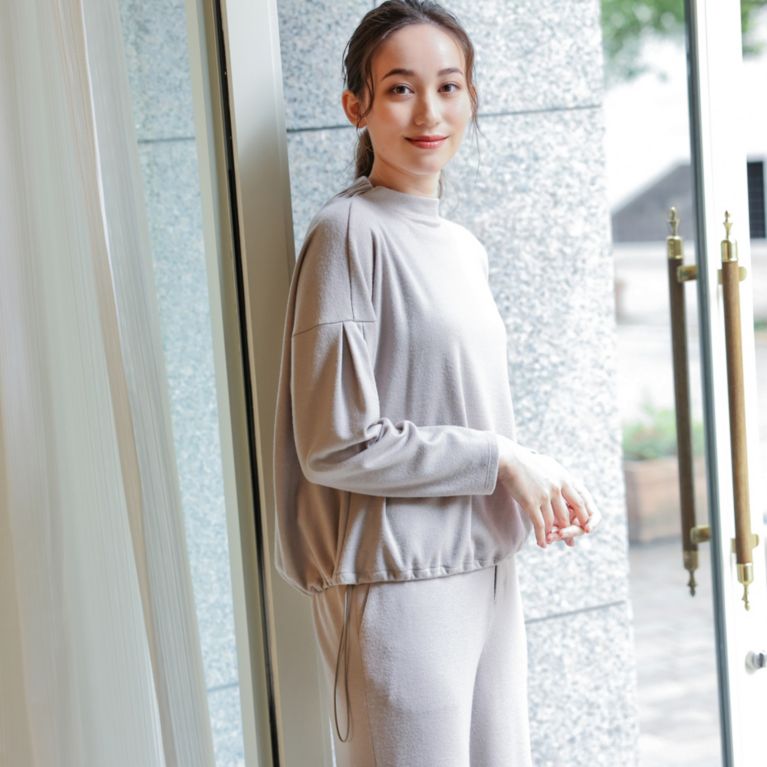 【AMACA】 【LOUNGE WEAR COLLECTION】ウォッシャブルウール圧縮カットソー ベージュ